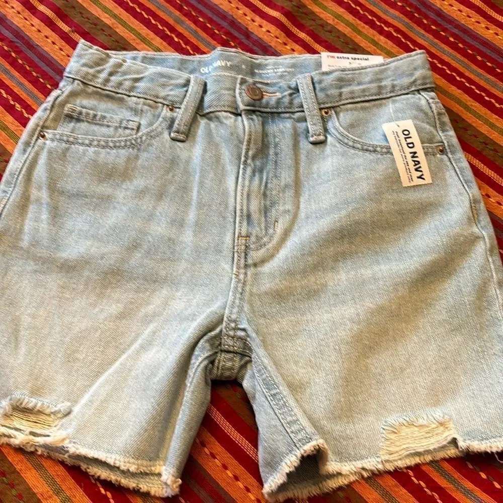 Old Navy Girls High-Rise Slouchy Straight Cut Off NOT Distressed Denim Shorts